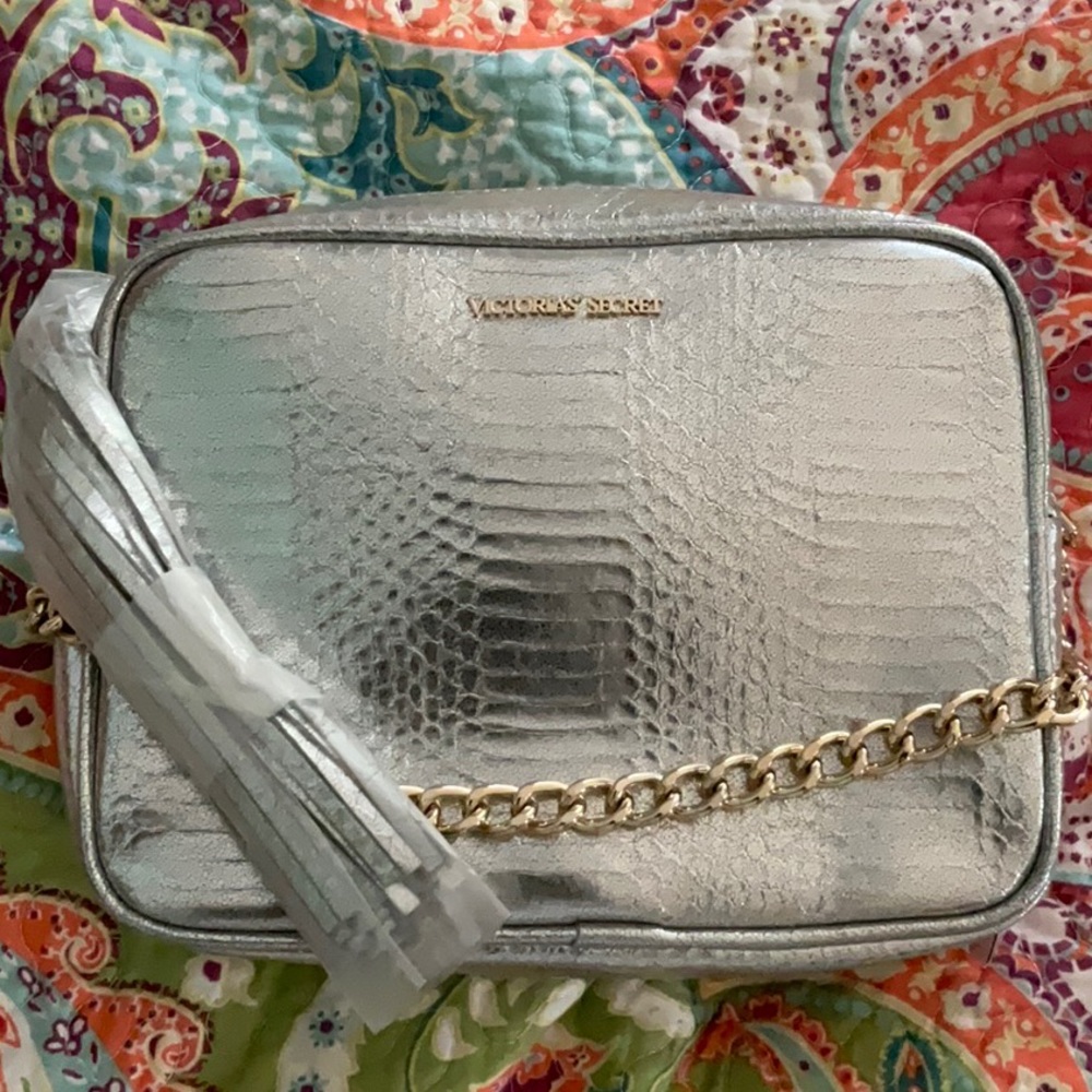 NWT Victoria Secret Silver Crossbody